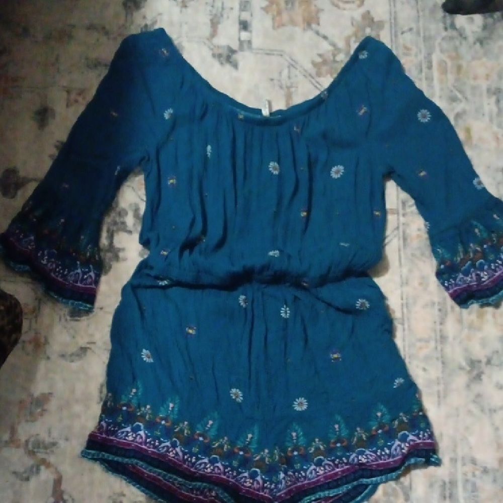 🤠Mudd Teal Floral Romper Size Small